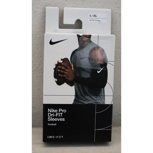 Nike Pro Unisex Sz L/XL Black/White Dri-Fit Compression Football Arm Sleeves - Picture 1 of 4